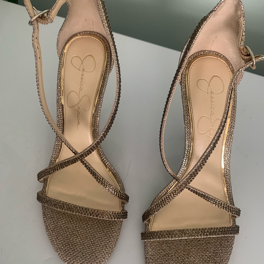 Jessica Simpson Gold Strappy Heels